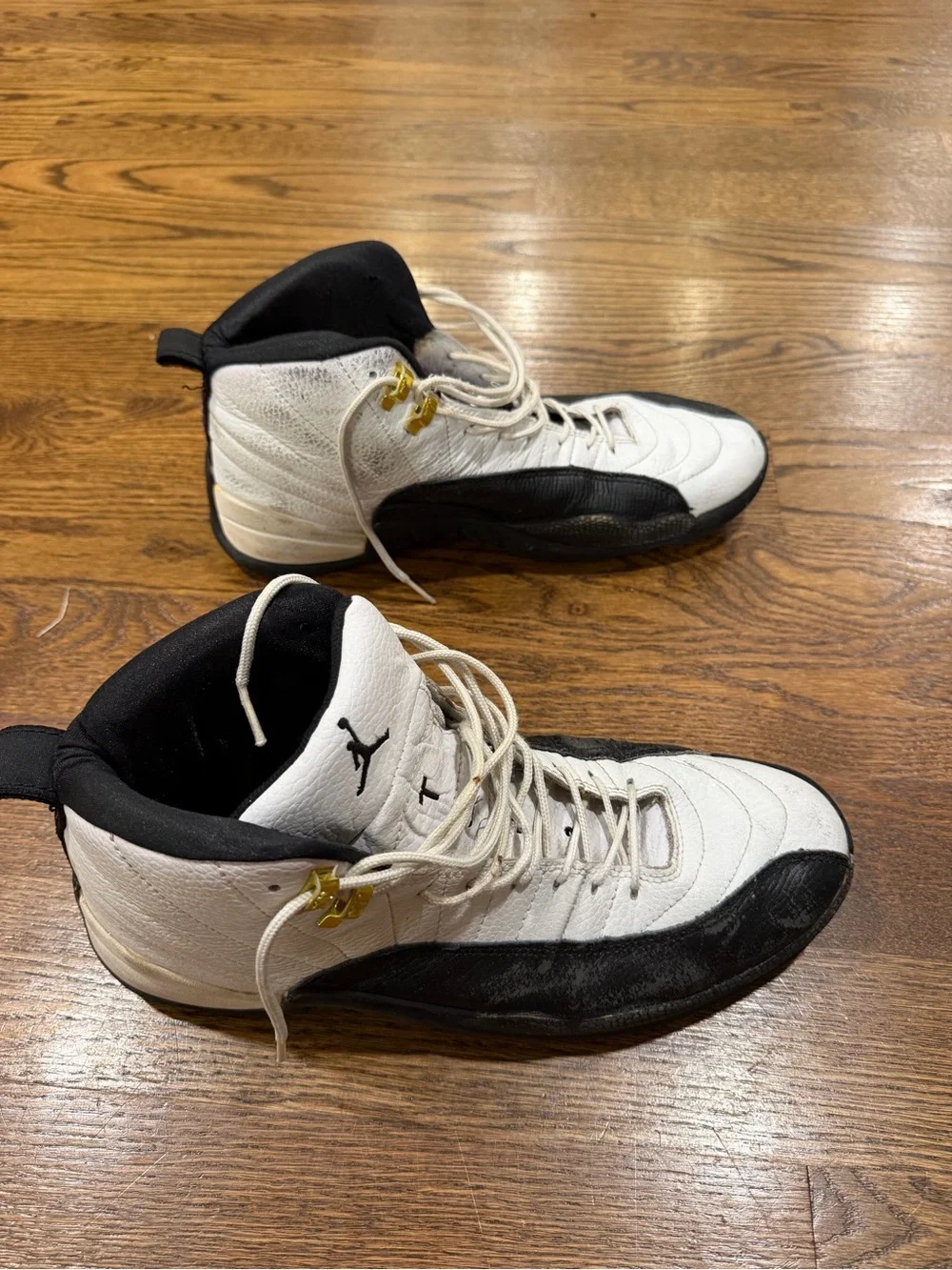 Jordan Men's High-Top Sneakers in White, Black & Gold accents